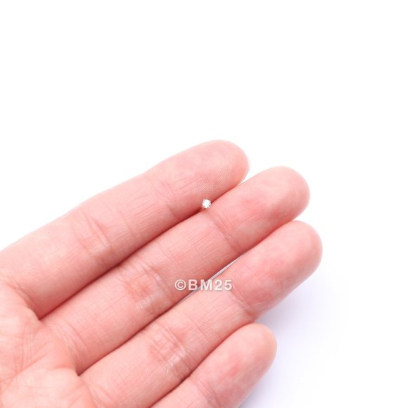 14 Karat Gold Prong Set Gem Top L-Shaped Nose Ring - Picture 2 of 5